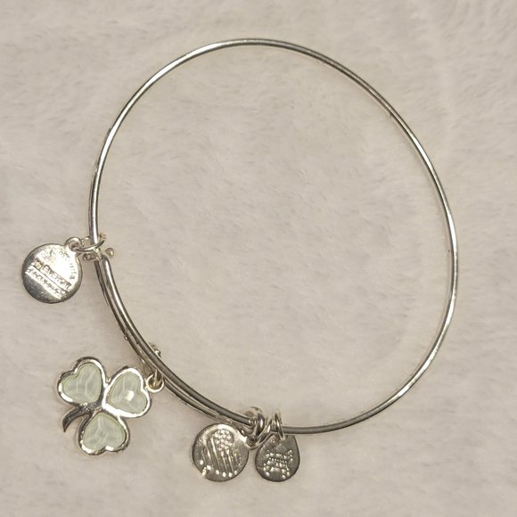 Alex and Ani RARE three leaf (3) clover Bangle Bracelet Adjustable Like New - Picture 2 of 2